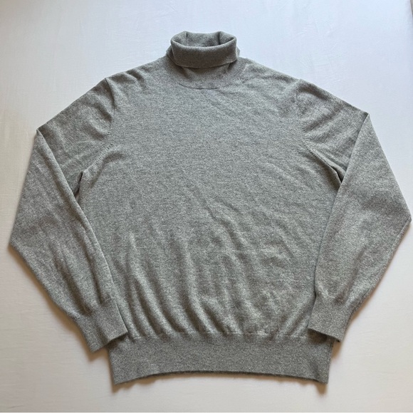 STATE CASHMERE heather grey turtleneck long sleeve pullover